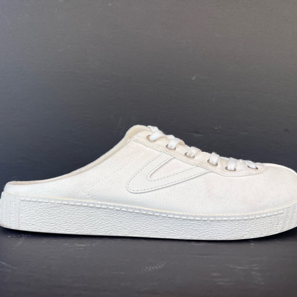 Tretorn Cream Canvas Mules